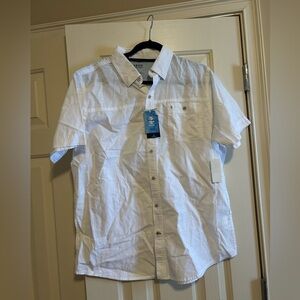 NWT izod short sleeve white button down shirt